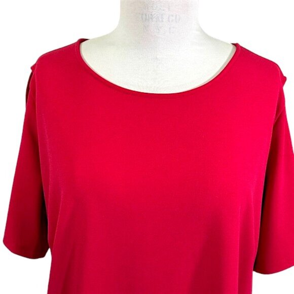 Dennis By Dennis Basso Luxe Crepe Top Size 2X Lattice Sleeve W/Button Trim - Picture 3 of 9